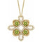 14K Yellow Natural Peridot & 1/6 CTW Natural Diamond Clover 18
