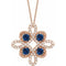 14K Rose Natural Blue Sapphire & 1/6 CTW Natural Diamond Clover 18