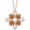 14K Rose Natural Citrine & 1/8 CTW Natural Diamond Clover 18