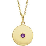 14K Yellow Natural Amethyst Disc 16-18" Necklace