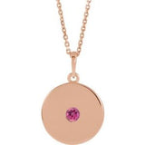 14K Rose Natural Pink Tourmaline Disc 16-18" Necklace