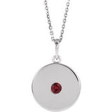 Sterling Silver Natural Ruby Disc 16-18" Necklace