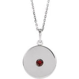 14K White Natural Mozambique Garnet Disc 16-18" Necklace