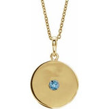 14K Yellow Natural Aquamarine Disc 16-18" Necklace