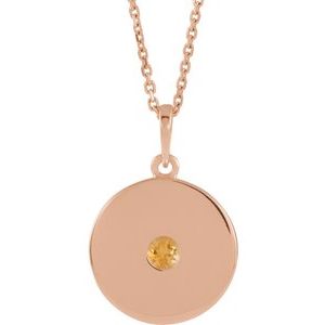 14K Rose Natural Citrine Disc 16-18" Necklace