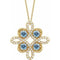 14K Yellow Natural Aquamarine & 1/6 CTW Natural Diamond Clover 18
