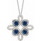 Platinum Natural Blue Sapphire & 1/6 CTW Natural Diamond Clover 18