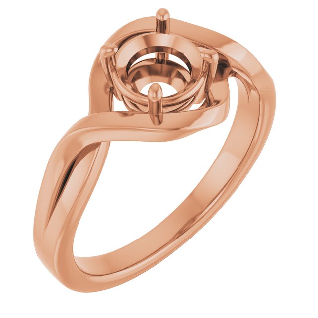 10K Rose6 mm Round Ring Mounting