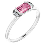 Sterling Silver Natural Pink Tourmaline & .02 CTW Natural Diamond Stackable Ring