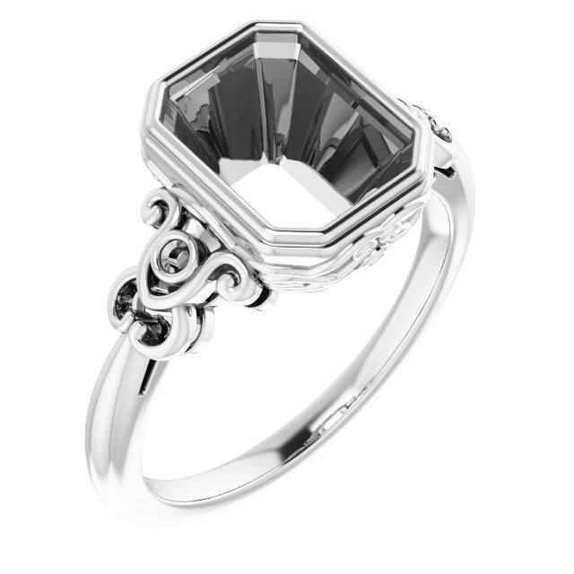 10K X1 White9x7 mm Emerald Ring Mounting