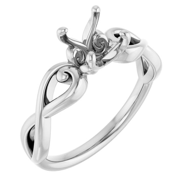 14K White6.5 mm Round Ring Mounting