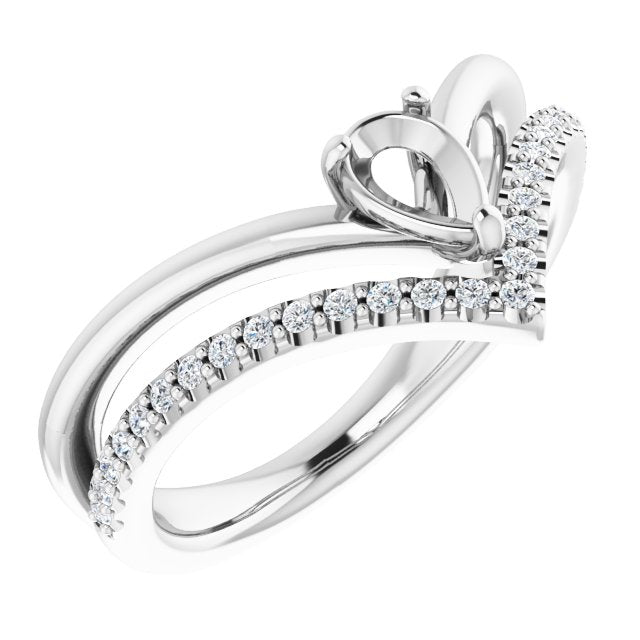 14K White 1/6 CTW Natural Diamond Semi-Set Negative Space Ring