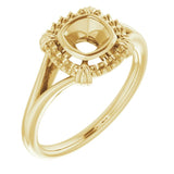 18K Yellow5 mm Cushion Ring Mounting