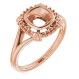 10K Rose6 mm Cushion Ring Mounting