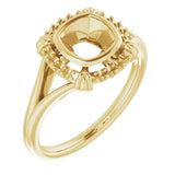 10K Yellow6 mm Cushion Ring Mounting