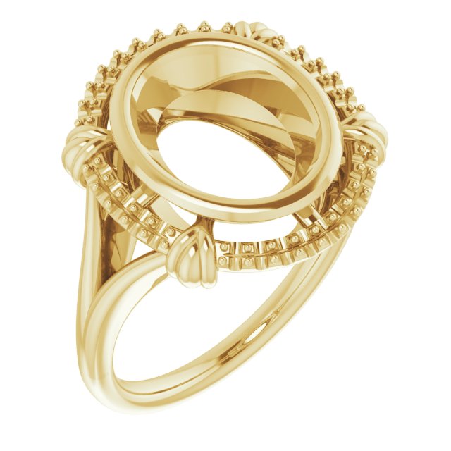 10K Yellow11x9 mm Oval Ring Mounting