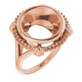 18K Rose12 mm Round Ring Mounting