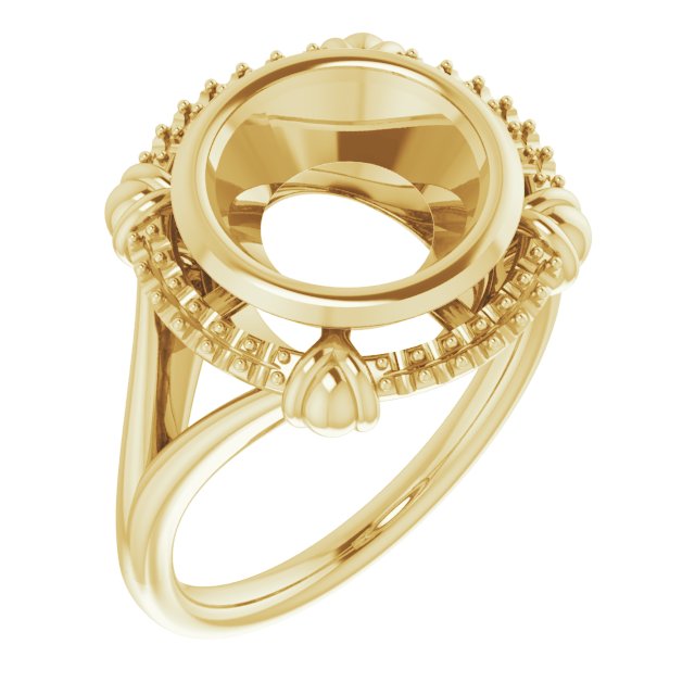 10K Yellow9.4 mm Round Ring Mounting