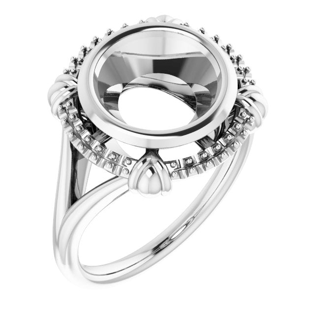 14K White9.4 mm Round Ring Mounting