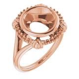 14K Rose9.4 mm Round Ring Mounting