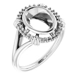18K White9x7 mm Oval Ring Mounting