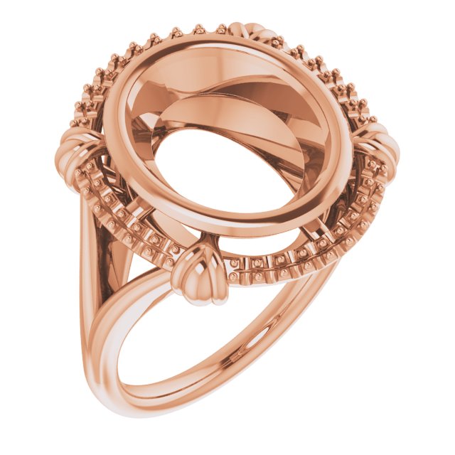 10K Rose12x10 mm Oval Ring Mounting