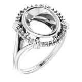 14K White10x8 mm Oval Ring Mounting