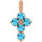 14K Rose Natural Aquamarine Cross Pendant