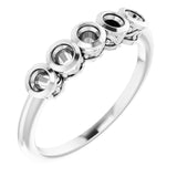 Sterling Silver Five-Stone Bezel-Set Ring Mounting