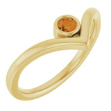 14K Yellow Natural Citrine Bezel-Set V Ring