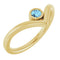14K Yellow Natural Aquamarine Bezel-Set V Ring