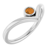 Sterling Silver Natural Citrine Bezel-Set V Ring