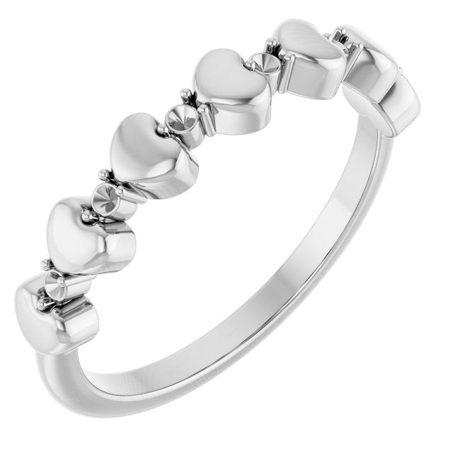 14K White Accented Stackable Heart Ring Mounting