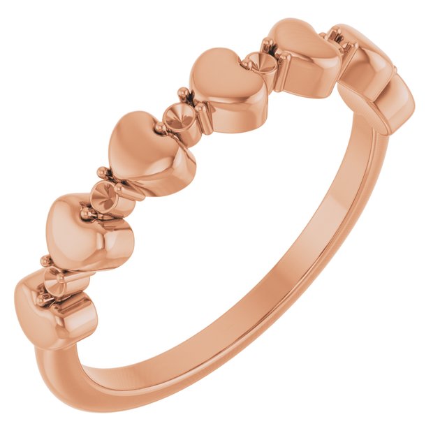 14K Rose Accented Stackable Heart Ring Mounting