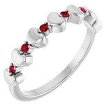 Platinum Natural Ruby Heart Stackable Ring
