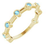 14K Yellow Natural Aquamarine Bezel-Set Bar Ring