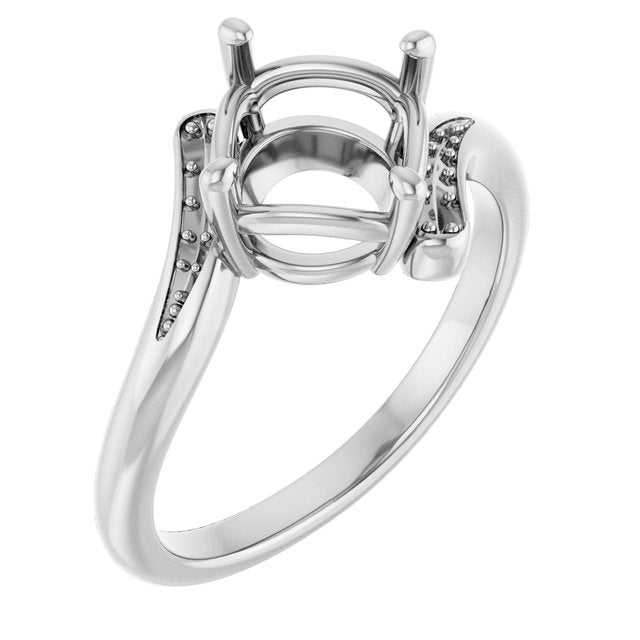 14K White8 mm Round Ring Mounting