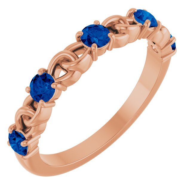 14K Rose Natural Blue Sapphire Stackable Ring