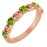 14K Rose Natural Peridot Stackable Ring