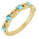 14K Yellow Natural Blue Zircon Stackable Ring