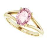 14K Yellow Gold Natural Pink Morganite Ring