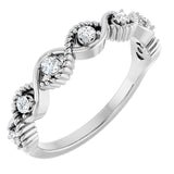 Platinum Natural White Sapphire Stackable Ring