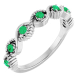 Platinum Lab-Grown Emerald Stackable Ring
