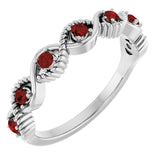 14K White Natural Mozambique Garnet Stackable Ring