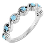 Platinum Natural Aquamarine Stackable Ring