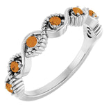 Platinum Natural Citrine Stackable Ring