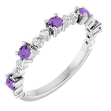 Platinum Natural Amethyst & 1/6 CTW Natural Diamond Ring