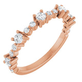 14K Rose Natural White Sapphire & 1/6 CTW Natural Diamond Ring