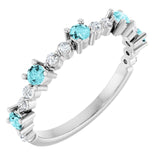 Sterling Silver Natural Blue Zircon & 1/6 CTW Natural Diamond Ring