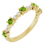 14K Yellow Natural Peridot & 1/6 CTW Natural Diamond Ring